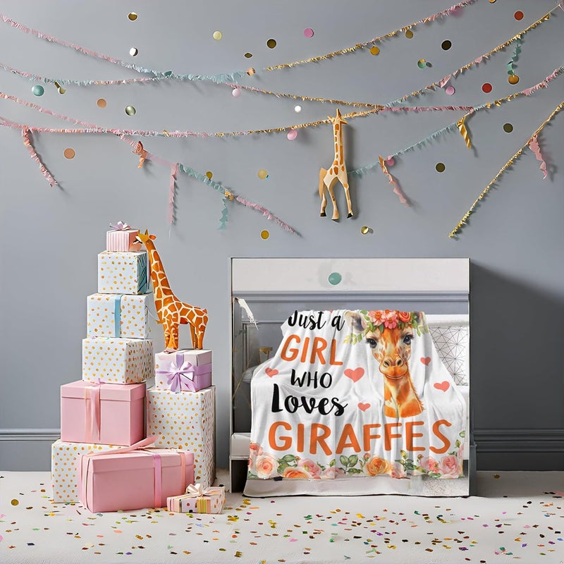 Levens Giraffe Blanket 50"x60" Giraffe Gifts for Women Girls, Just a Girl Who Loves Giraffes Throw Blankets Funny Giraffes Stuff Animal Soft Cozy Lightweight Flannel Blanket Decor for Couch Sofa Bed - Image 2